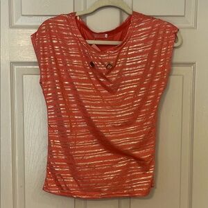 Keller Women’s Coral Gold Striped Women's Top NWT Large/XLarge